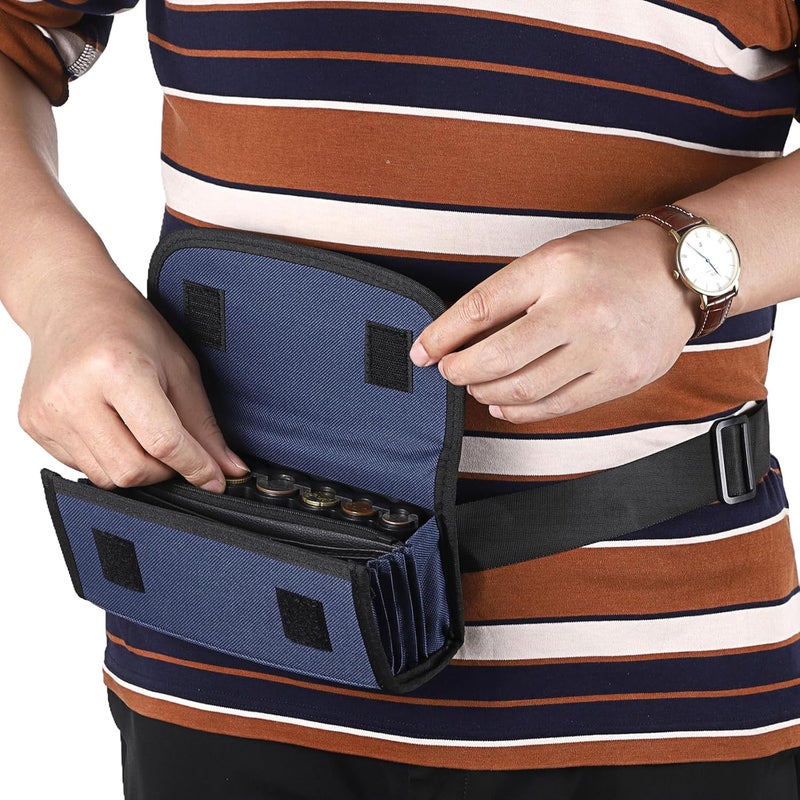BSTKEY US Coin Holder Coin Dispenser, Fanny Pack with Banknote Waiters Purse Coin Sorter Coin Organizer, Coin Storage Bag with Belt for Waitress Server Collector Cashier Change （Navy） - Image 5